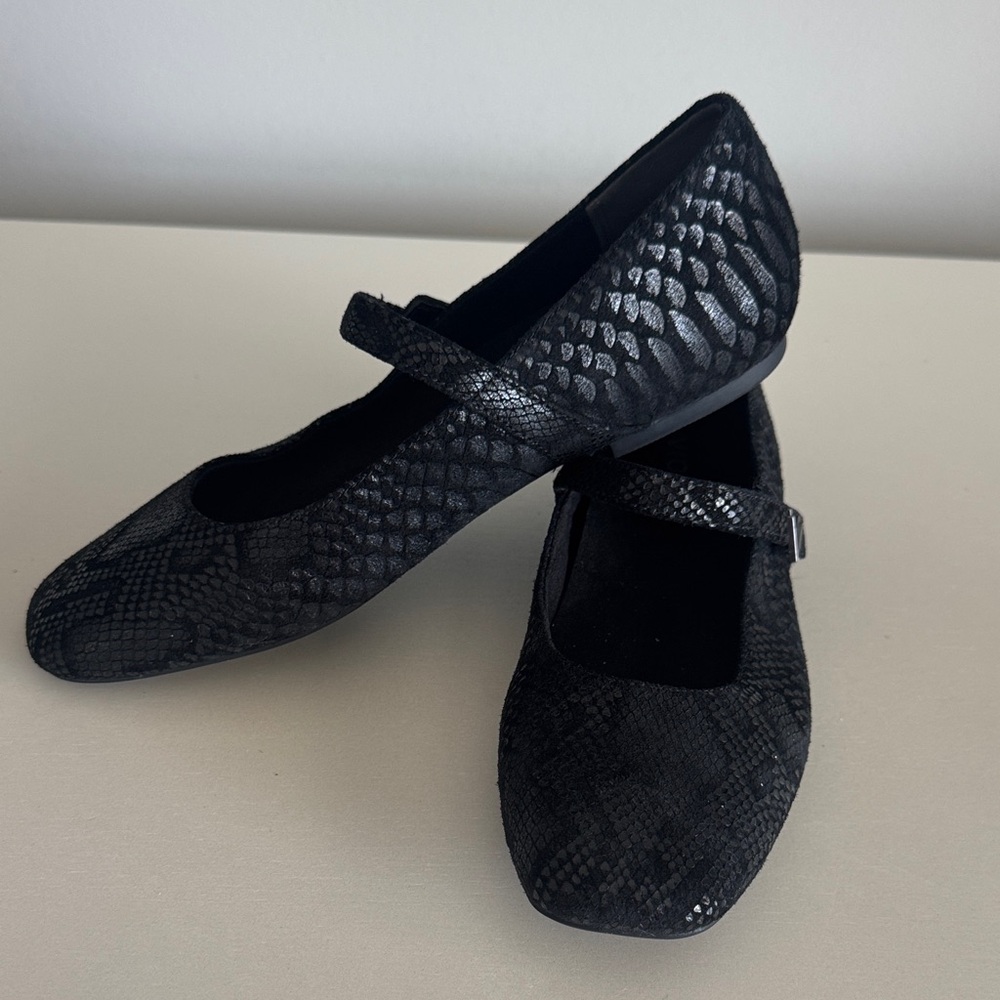 Vionic Black Snake-Embossed Mary Jane Flats - Picture 7 of 8